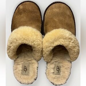 UGG Australia Aira Slippers Womens 11 Chestnut Suede Shearling Mules Shoes #5714